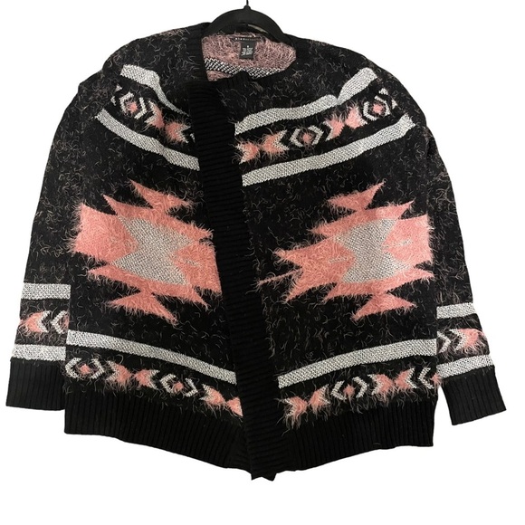 BCBG MaxAzria Waterfall Open Front Oversized Cardigan Sweater Southwestern Sz S - Picture 2 of 7